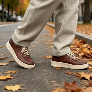 W手工擦色头层牛皮复古厚底透气孔休闲男士真皮板鞋皮鞋美式英伦