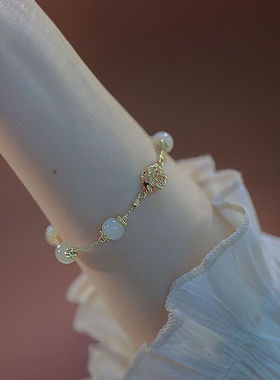 伊黛儿玫瑰花和田玉手链小众设计2023年新款个性新年生日礼物送老