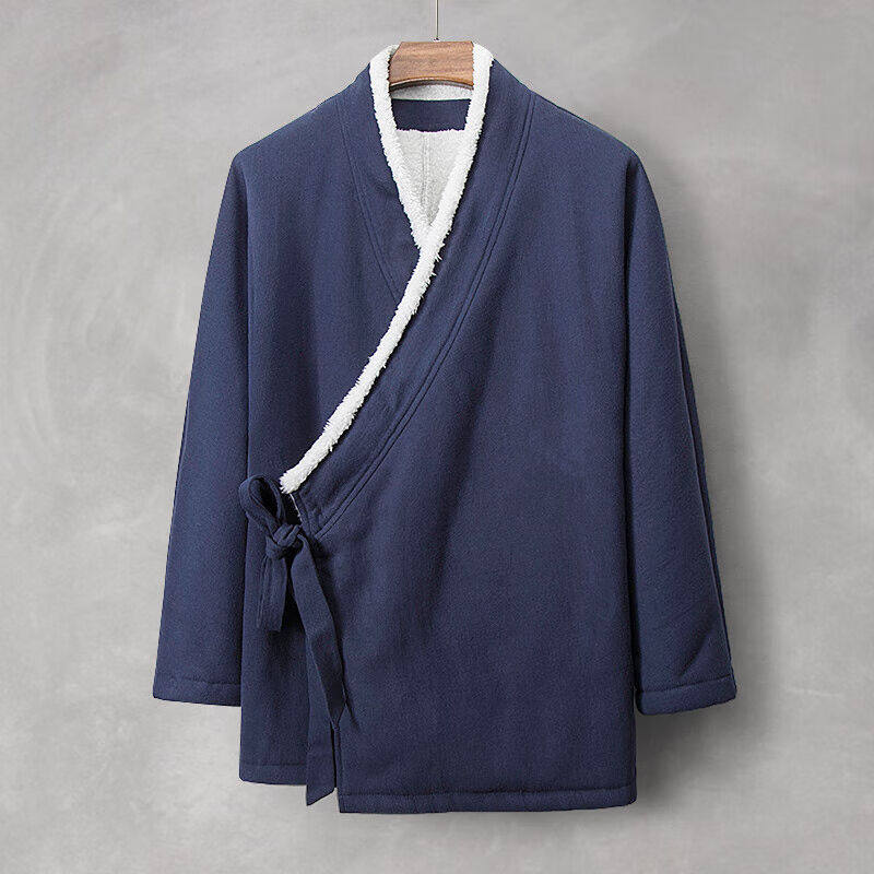 fanan道士服装男冬季道袍中国风加绒加厚款斜襟汉服外全一套装古