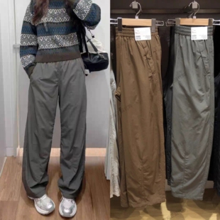 优优女装保暖休闲长裤/松紧腰加绒休闲裤伞兵裤25秋冬新款E479402