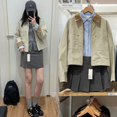 夹克新款 优优女装 2025休闲拉链短茄克外套巴恩风翻领时尚 E479208