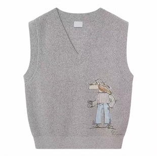 预.售毛针织衫2026年春季浅灰色毛织无袖上衣2K1EE80