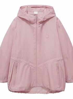 现货2026春季纯色简约轻薄休闲宽松连帽外套上衣女2K1FB27