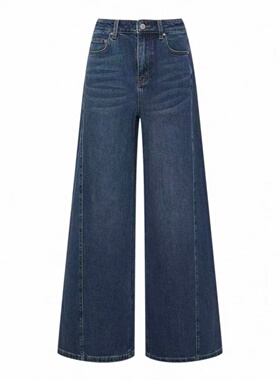 现货牛仔裤2026年春季棉混纺蓝色牛仔阔腿裤2K1XR15