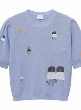 预.售毛衫2026年春季棉混纺刺绣短袖针织衫毛织上衣2K1EE27