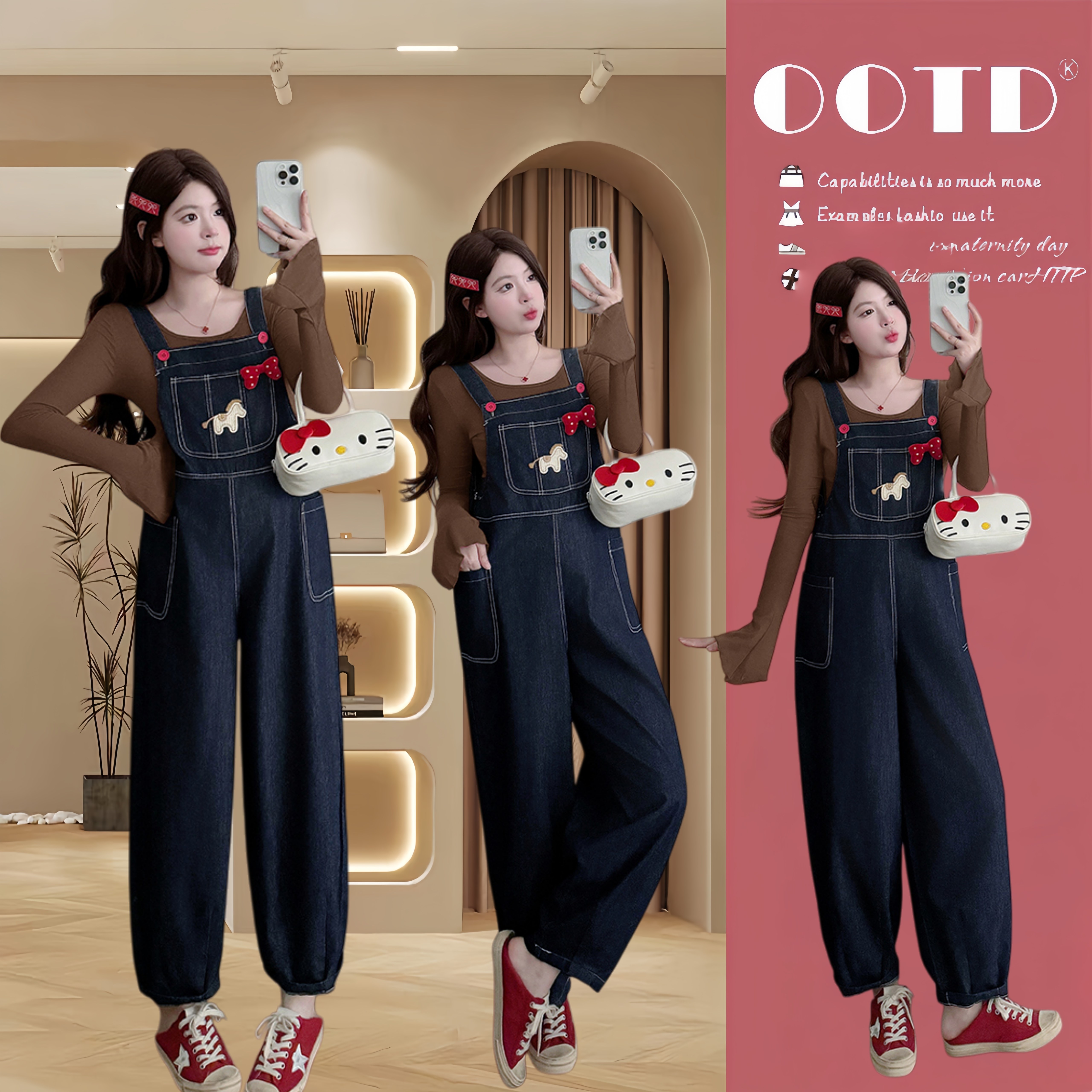 孕妇春秋装2026新款宽松显瘦刺绣卡通牛仔背带裤亲肤纯棉上衣套装,孕妇装/孕产妇用品/营养,套装,淘宝优惠券,粉丝福利购,淘宝优惠卷