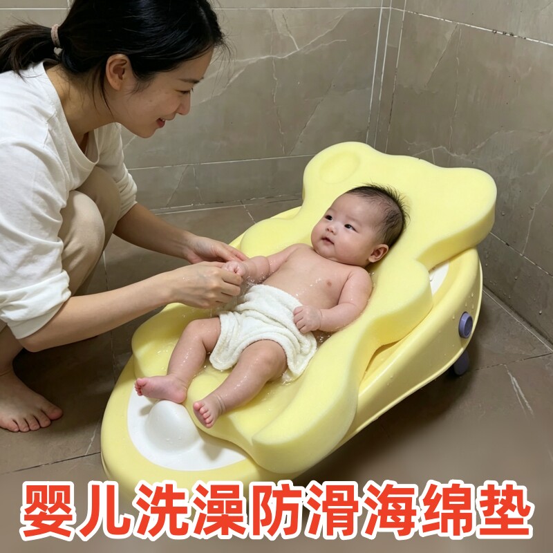 婴儿洗澡海绵垫防滑神器小月龄托图片