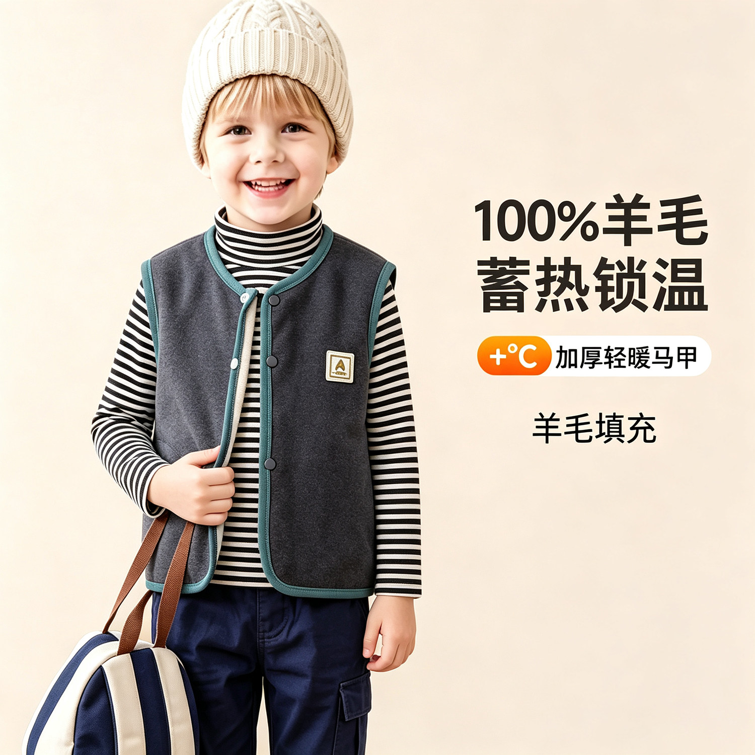 冬季儿童保暖羊绒羊毛马甲图片
