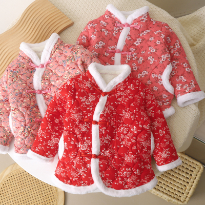 东北大花棉袄女童儿童宝宝花棉袄