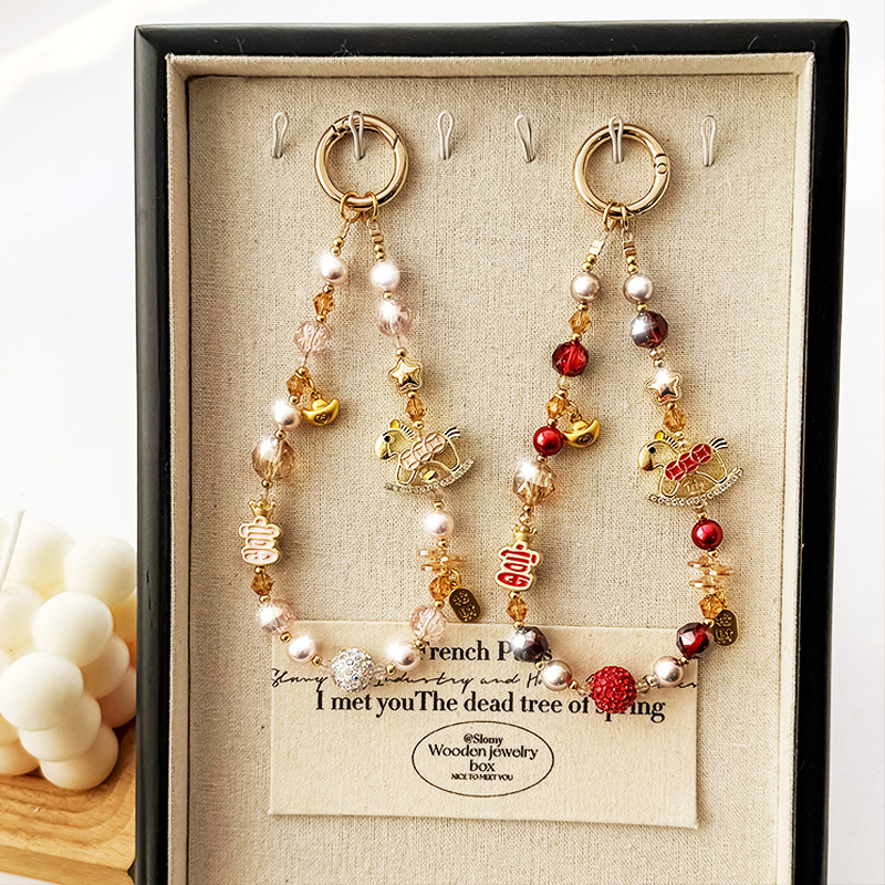 2025年新款马年新年合金元宝轻奢吊坠挂饰车钥匙扣包包挂件马上有钱暴富网红爆款本命年水晶手机链条手机挂件