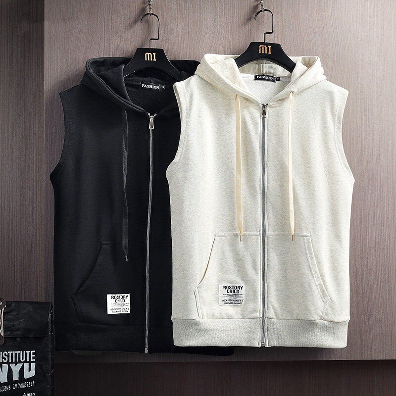 马甲男2026春季新款大码宽松马甲连帽开衫无袖背心外套坎肩卫衣潮