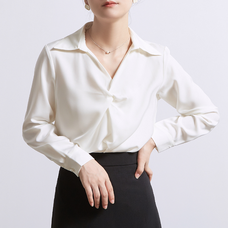 CHICBLISS通勤缎面扭结衬衫女