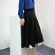 自制黑色半身裙春秋2026新款 通勤显瘦气质A字裙女不规则高腰伞裙