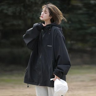 薄款 小个子宽松休闲防风学生工装 夹克潮 2025新款 黑色外套女春秋款