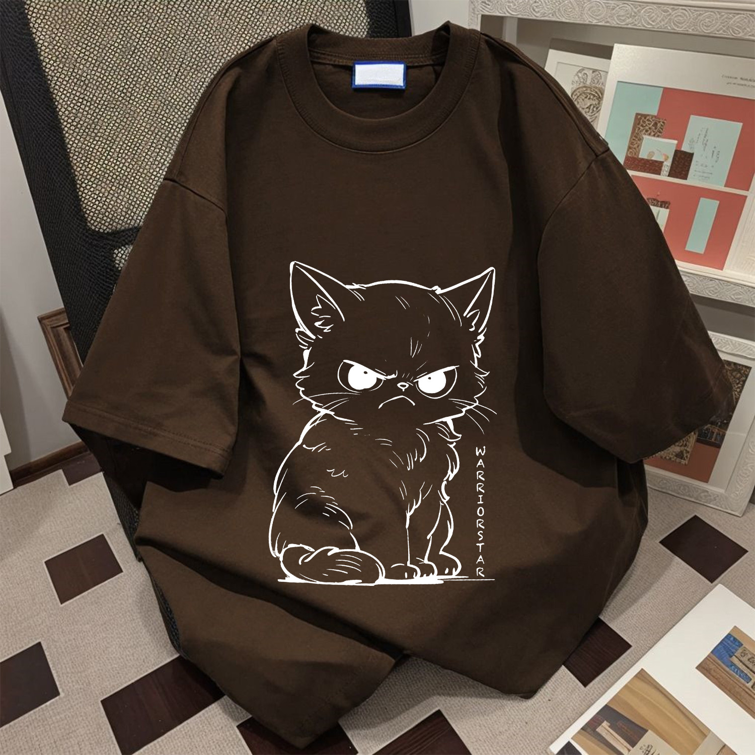 300斤短袖t恤男加肥加大码宽松胖子港风体恤休闲上衣肥佬卡通半袖