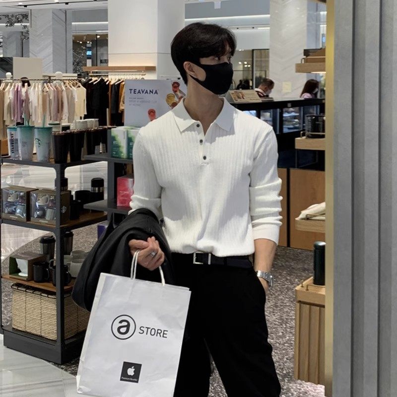 2025秋季polo衫翻领毛衣男士长袖