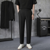 子百搭休闲裤 夏季 黑色西装 男款 垂感九分修身 裤 商务正装 西裤 男士