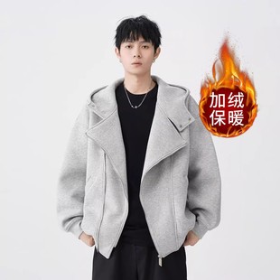 重磅潮牌加绒加厚设计感情侣外套 连帽卫衣男女秋季 美式 双拉链开衫