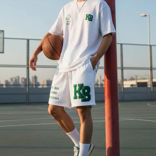 美式潮牌高街大码字母印花休闲宽松短裤男款夏季篮球运动五分裤子