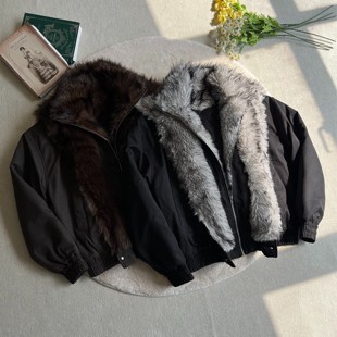 「极地狼王」狼毛座山雕假两件棉服外套夹克多穿法保暖御寒派克服