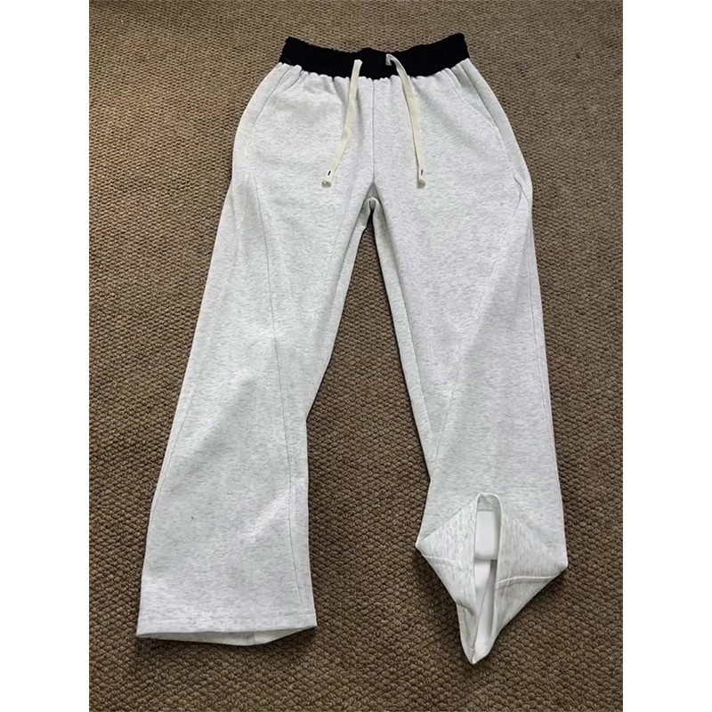白花灰美式斜切弯刀卫裤男款秋季直筒微喇裤子cleanfit运动休闲裤