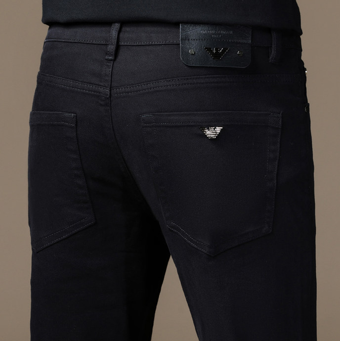 意大利高端潮牌牛仔裤男2025秋冬新款黑色小直筒修身弹力休闲长裤