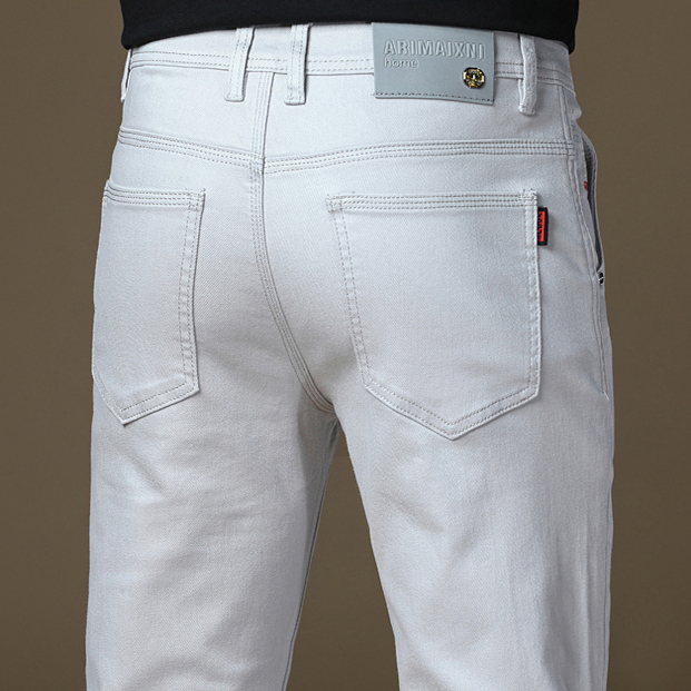 意大利高端灰色牛仔裤男潮牌2025新款秋冬季修身小脚裤休闲长裤子