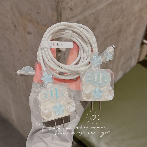 苹果充电头保护套滴胶贝壳小鱼