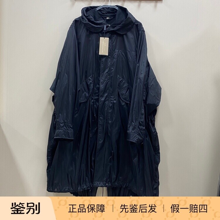 博柏利男士黑色风衣超薄款