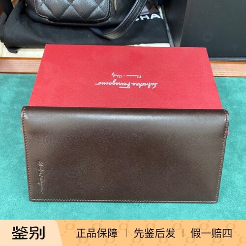 [润物汇]亏清可送礼Ferragamo菲拉格慕牛皮男士长款钱包 钱夹
