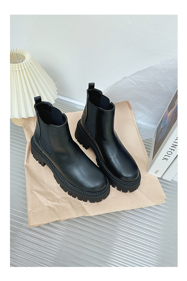 GW800+MADDEN G*RL ORIGINAL SINGLE BRITISH STYLE ROUND TOE PLATFORM CHELSEA BOOTS PLUS SIZE CIGARETTE TUBE BOOTIES WOMEN