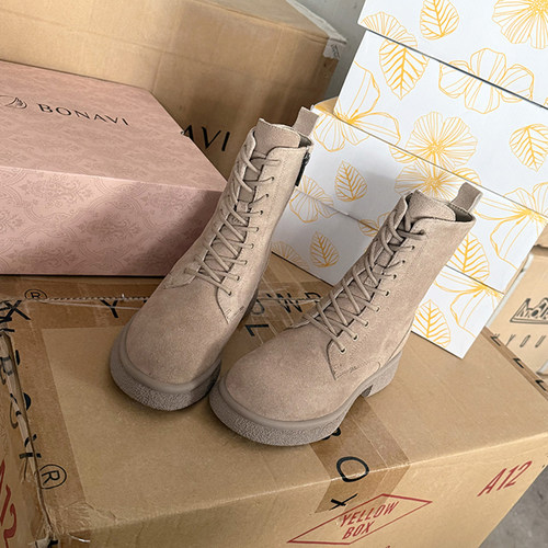 抗寒牛反毛皮平底短靴