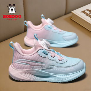 巴布豆女童鞋子春款2026新款春季网面透气中大童小女孩儿童运动鞋