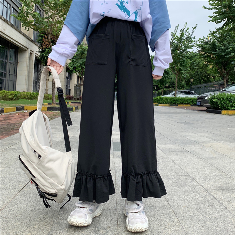 Real price 2021 new slim and versatile casual high waist drop wide leg pants