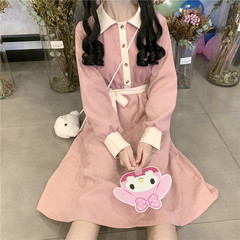 Real shot real price collar bandage sweet waist dress