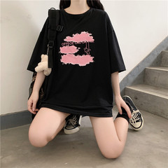Real price T-shirt women's year loose and versatile student round collar summer fashion