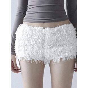 Low Waist Shorts Hot Street绒毛感低腰短裤 Fluffy High 女 and