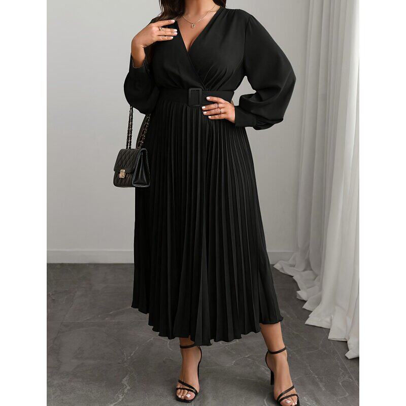 women big size L-5XL fashion casual dress 女士大码百褶裙