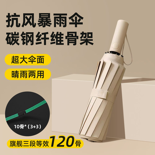 【60骨】黑胶加大加厚抗风晴雨伞