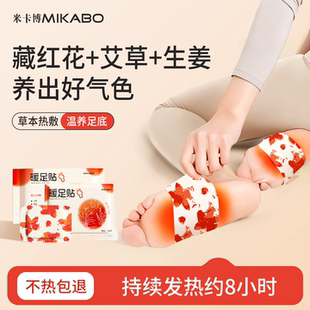 藏红花艾草暖足贴自发热暖宝暖脚神器睡觉艾灸热敷贴三阴交脚底s