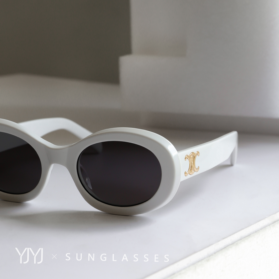 墨镜女白色椭圆形猫眼高级感复古ins网红潮凯旋门太阳镜防紫外线