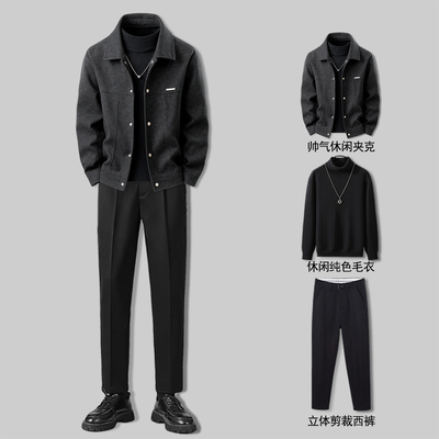 冬季2025新款加绒加厚呢子夹克