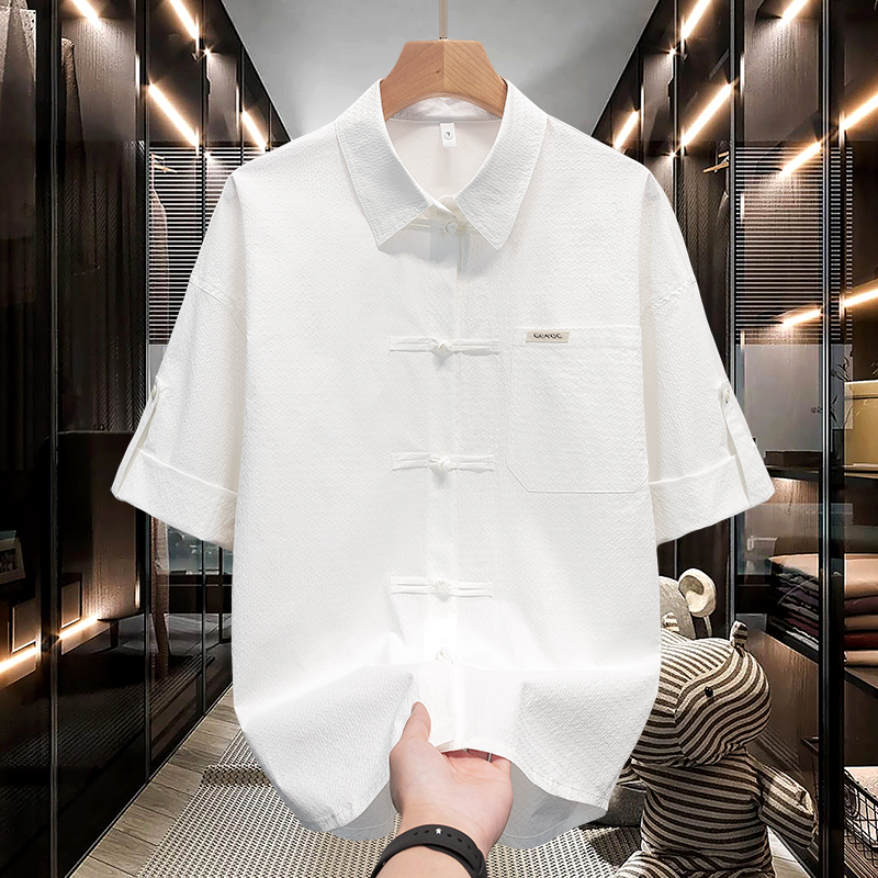 男士夏季简约国风新款衬衫