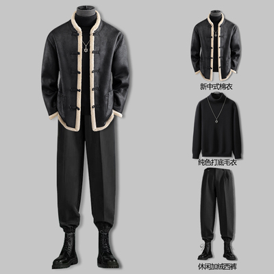 冬季男士2025新款皮毛一体棉衣