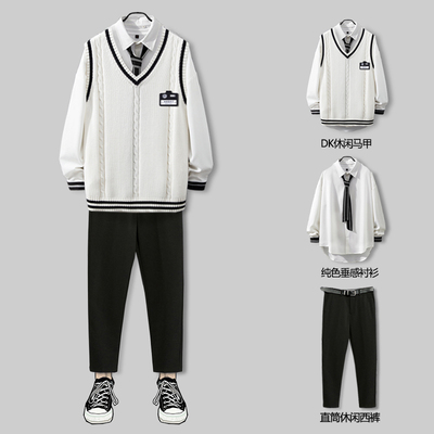学院马甲针织衫潮流学生制服全套