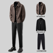 毛呢外套男2025秋冬新款 穿搭一整套 呢子夹克男士 翻领短款 百搭爆款