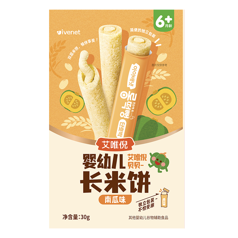 ivenet艾唯倪韩国进口米饼不加油盐糖长米饼饼干30g独立包装