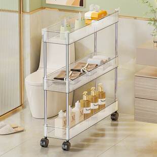 卫生间置物架浴室亚力克收纳架洗手间可移动缝隙夹缝小推车储物架
