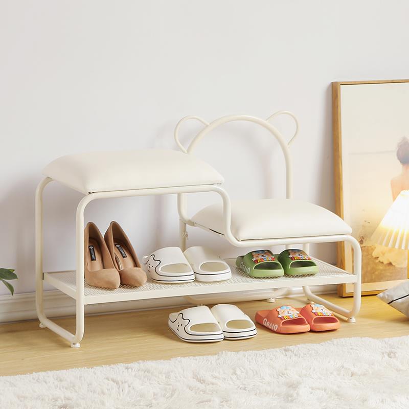 极窄亲子换鞋凳 超窄25CM宽 奶油风穿鞋凳家用门口 鞋架一体入户