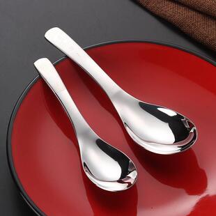 不锈钢勺子家用成人吃饭勺儿童匙羹圆底小号汤勺短把调羹匙子